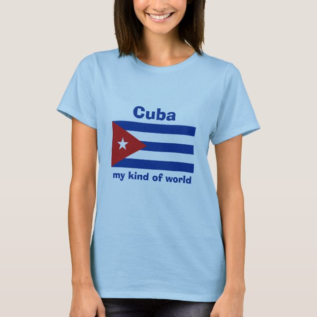 Bandeira de Cuba + Mapa + T-shirt do texto (Frente)