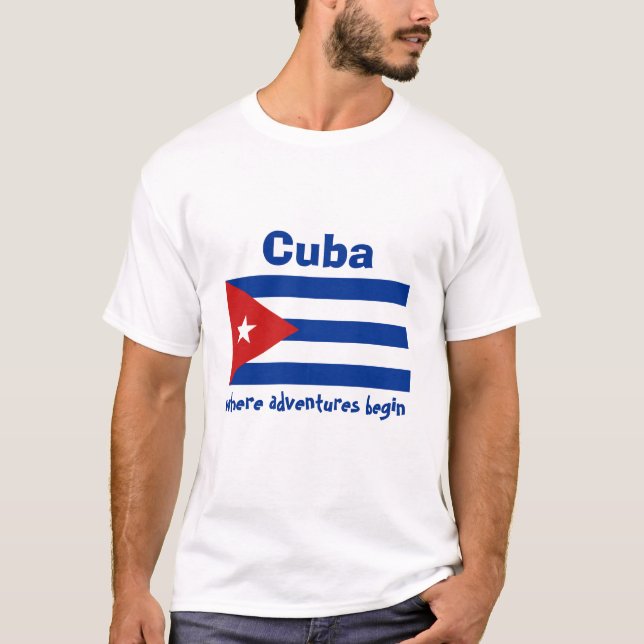 Bandeira de Cuba + Mapa + T-shirt do texto (Frente)
