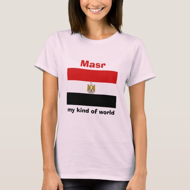 Bandeira de Egipto + Mapa + T-shirt do texto (Frente)