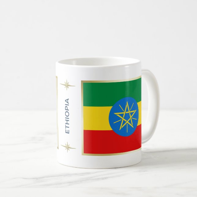Bandeira de Etiópia + Caneca do mapa (Frente Esquerda)