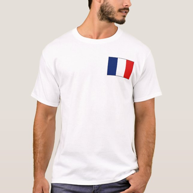 Bandeira de France e t-shirt do mapa (Frente)