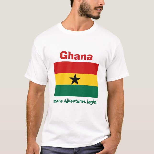 Bandeira de Ghana + Mapa + T-shirt do texto (Frente)