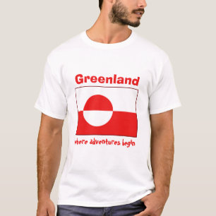 Bandeira de Greenland + Mapa + T-shirt do texto