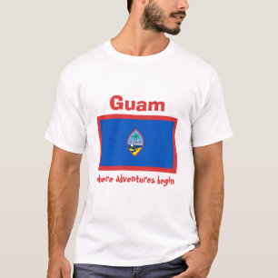 Bandeira de Guam + Mapa + T-shirt do texto