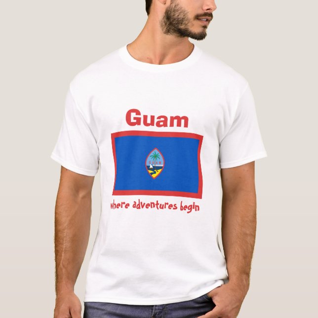 Bandeira de Guam + Mapa + T-shirt do texto (Frente)