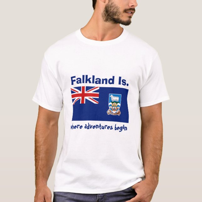 Bandeira de Ilhas Falkland + Mapa + T-shirt do (Frente)