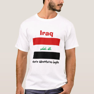 Bandeira de Iraque + Mapa + T-shirt do texto