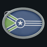 Bandeira de Jackson, Tennessee<br><div class="desc">Belt Buckle com uma design com a bandeira de Jackson,  Tennessee. Uma bandeira azul,  verde e branca</div>