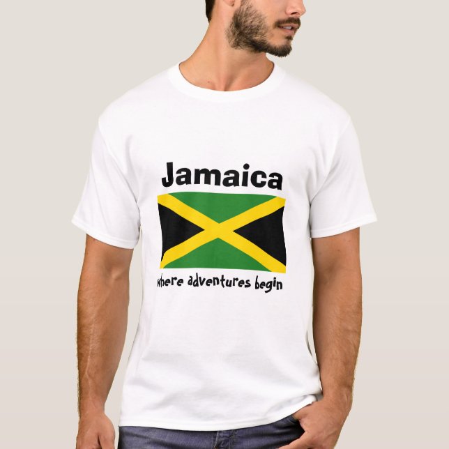 Bandeira de Jamaica + Mapa + T-shirt do texto (Frente)