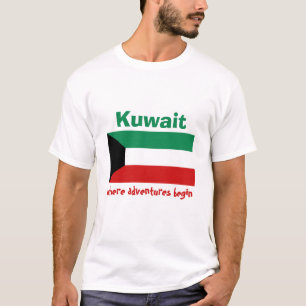 Bandeira de Kuwait + Mapa + T-shirt do texto