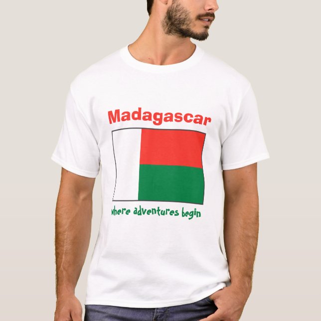 Bandeira de Madagascar + Mapa + T-shirt do texto (Frente)