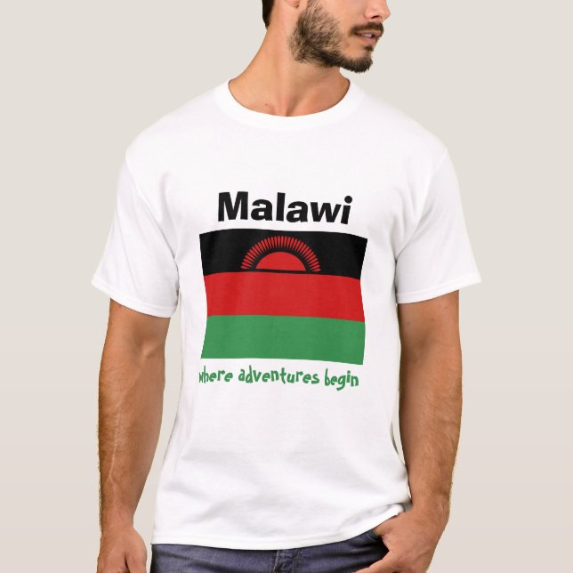 Bandeira de Malawi + Mapa + T-shirt do texto (Frente)
