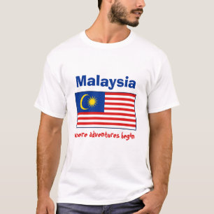 Bandeira de Malaysia + Mapa + T-shirt do texto