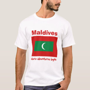 Bandeira de Maldives + Mapa + T-shirt do texto