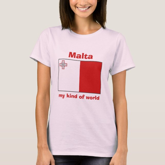 Bandeira de Malta + Mapa + T-shirt do texto (Frente)