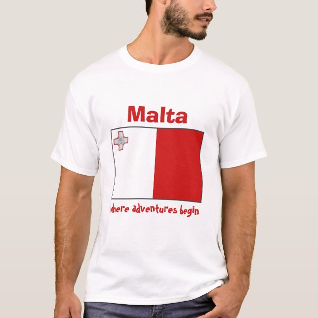 Bandeira de Malta + Mapa + T-shirt do texto (Frente)