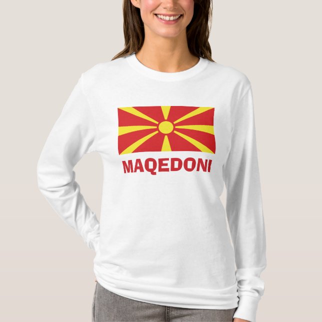 Bandeira de Maqedoni Long Sleeve T-Shirt (Frente)
