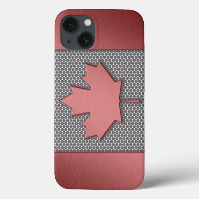 Bandeira de metal escovado parece canadense (Verso)