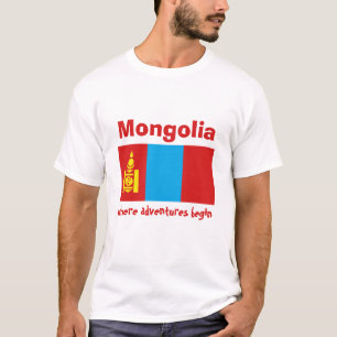 Bandeira de Mongolia + Mapa + T-shirt do texto