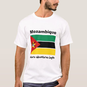 Bandeira de Mozambique + Mapa + T-shirt do texto