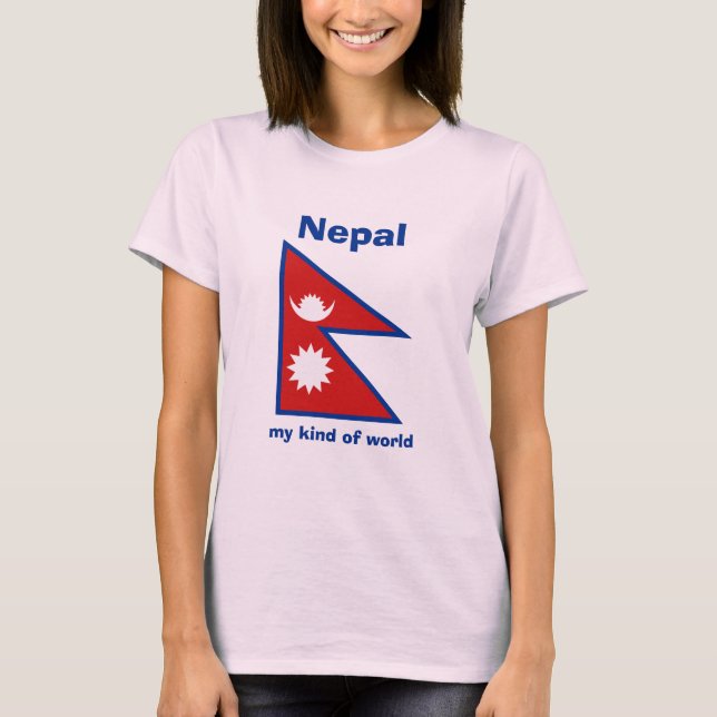 Bandeira de Nepal + Mapa + T-shirt do texto (Frente)