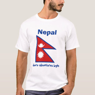 Bandeira de Nepal + Mapa + T-shirt do texto