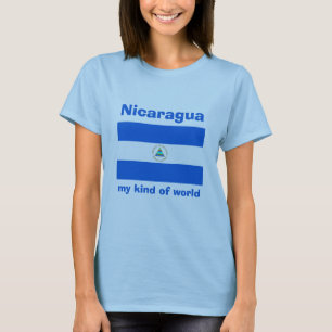 Bandeira de Nicarágua + Mapa + T-shirt do texto