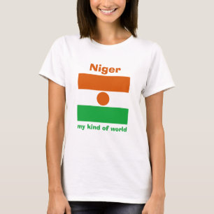 Bandeira de Niger + Mapa + T-shirt do texto