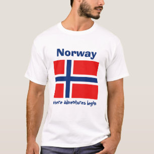 Bandeira de Noruega + Mapa + T-shirt do texto