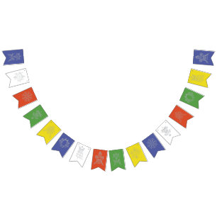 Bandeira de oração tibetana com símbolos budist