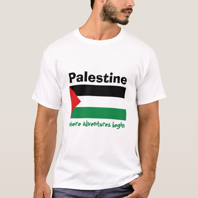 Bandeira de Palestina + Mapa + T-shirt do texto (Frente)