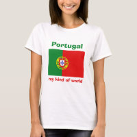 Bandeira de Portugal + Mapa + T-shirt do texto