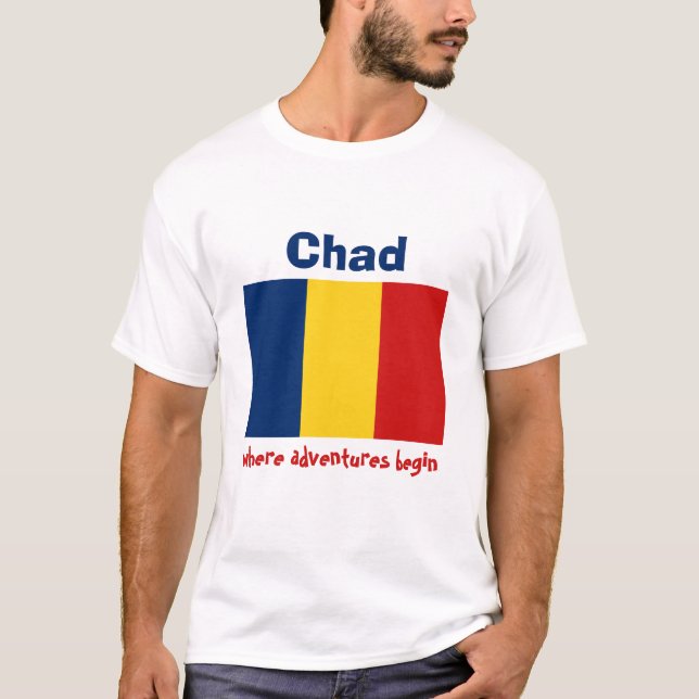 Bandeira de República do Tchad + Mapa + T-shirt do (Frente)