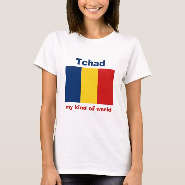 Bandeira de República do Tchad + Mapa + T-shirt do (Frente)