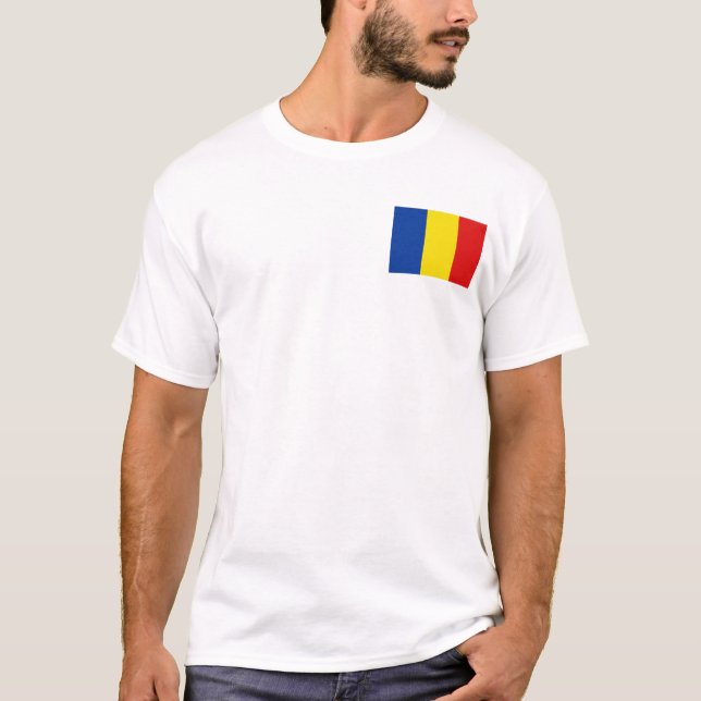 Bandeira de Romania e t-shirt do mapa (Frente)
