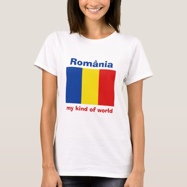Bandeira de Romania + Mapa + T-shirt do texto (Frente)