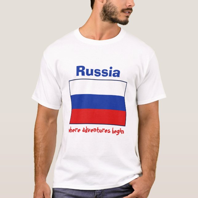 Bandeira de Rússia + Mapa + T-shirt do texto (Frente)