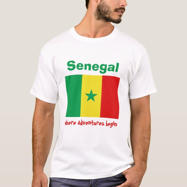 Bandeira de Senegal + Mapa + T-shirt do texto (Frente)
