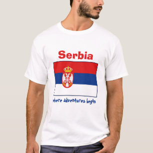 Bandeira de Serbia + Mapa + T-shirt do texto