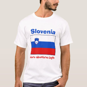 Bandeira de Slovenia + Mapa + T-shirt do texto