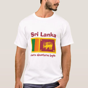 Bandeira de Sri Lanka + Mapa + T-shirt do texto