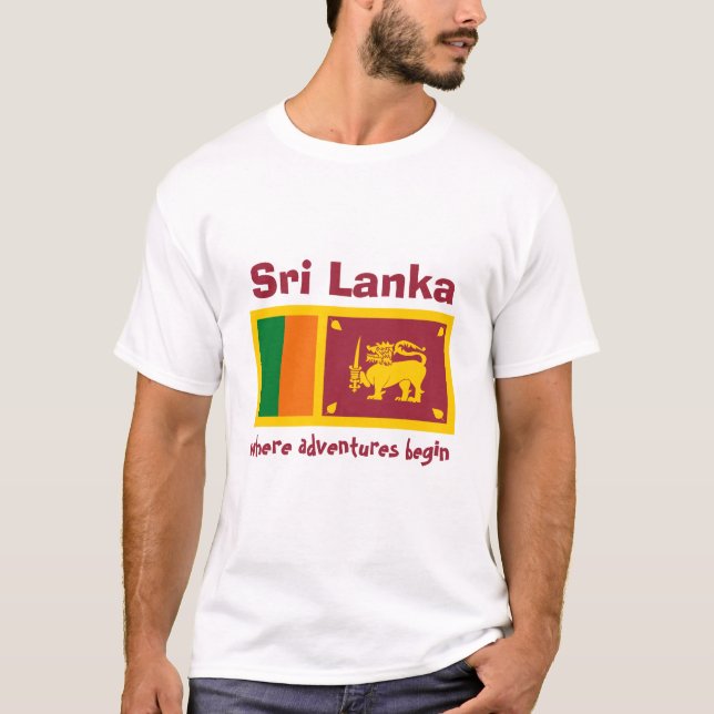 Bandeira de Sri Lanka + Mapa + T-shirt do texto (Frente)