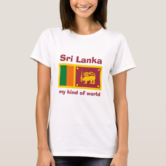 Bandeira de Sri Lanka + Mapa + T-shirt do texto (Frente)