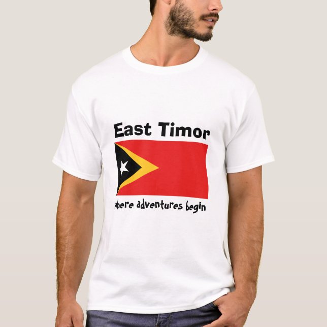 Bandeira de Timor-Leste + Mapa + T-shirt do texto (Frente)