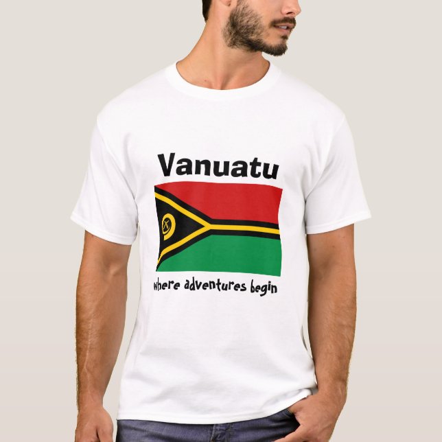 Bandeira de Vanuatu + Mapa + T-shirt do texto (Frente)