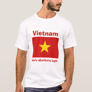 Bandeira de Vietnam + Mapa + T-shirt do texto
