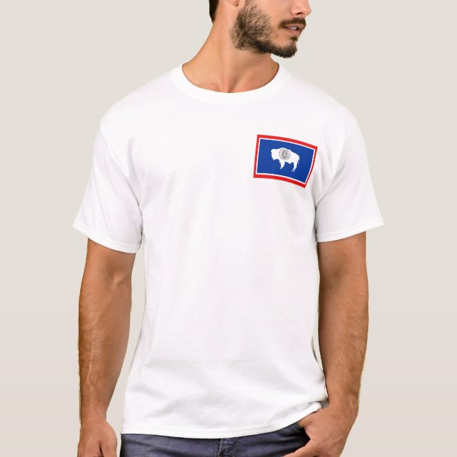 Bandeira de Wyoming + T-shirt do mapa (Frente)