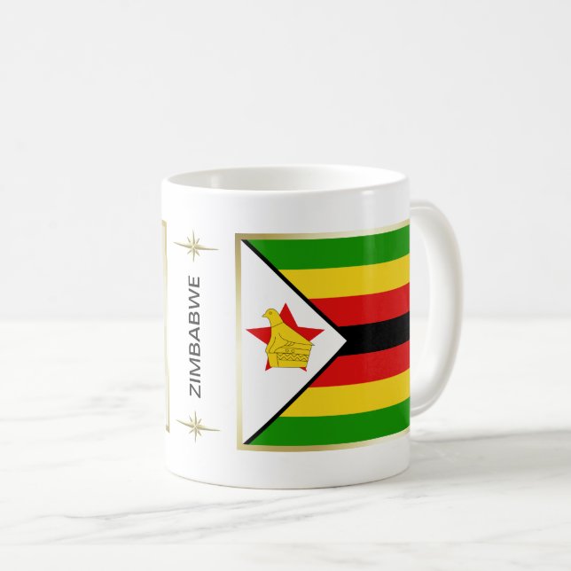 Bandeira de Zimbabwe + Caneca do mapa (Frente Esquerda)