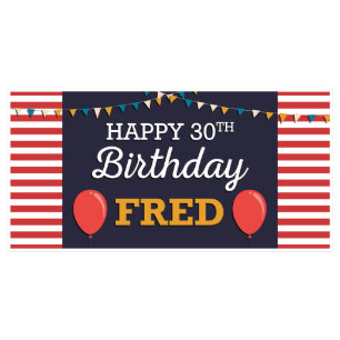 Bandeira do aniversário dos balões listrados