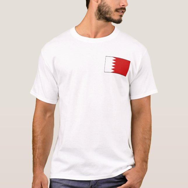 Bandeira do Bahrein e Mapa de T-Shirt (Frente)